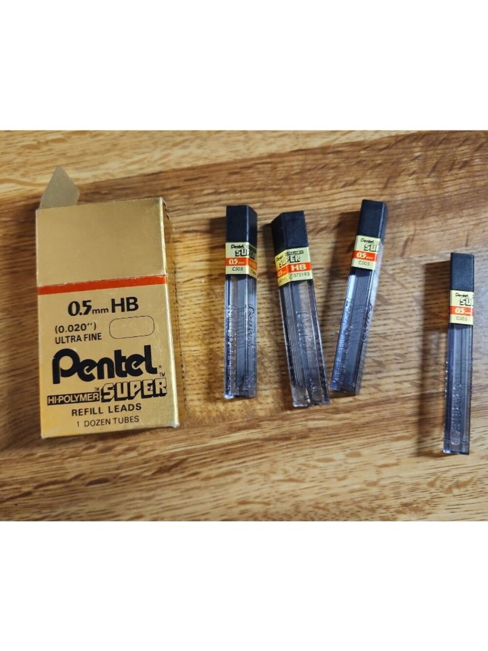 Pentel Refill Lead Vintage Lot of 16 Tubes Super Hi-Polymer .5mm HB 0.020"